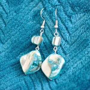 Handmade Hypoallergenic Turquoise Mother-of-Pearl Shell Drop Earrings